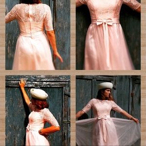 Light pink lace top dress